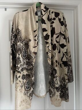 Serengeti Cream and Black Paisley Open Cardigan